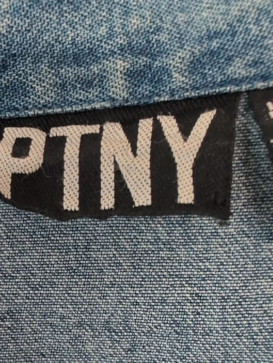 Painted Floral Blue Denim Jacket by Ptny - Picture 2 of 10